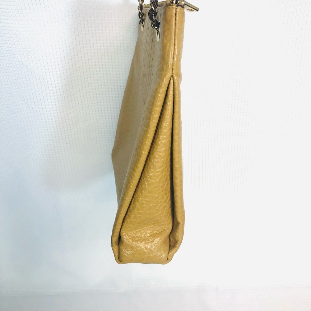 DKNY Golden Tan Leather Tote Shoulder Bag with Chain Strap - Picture 6 of 14